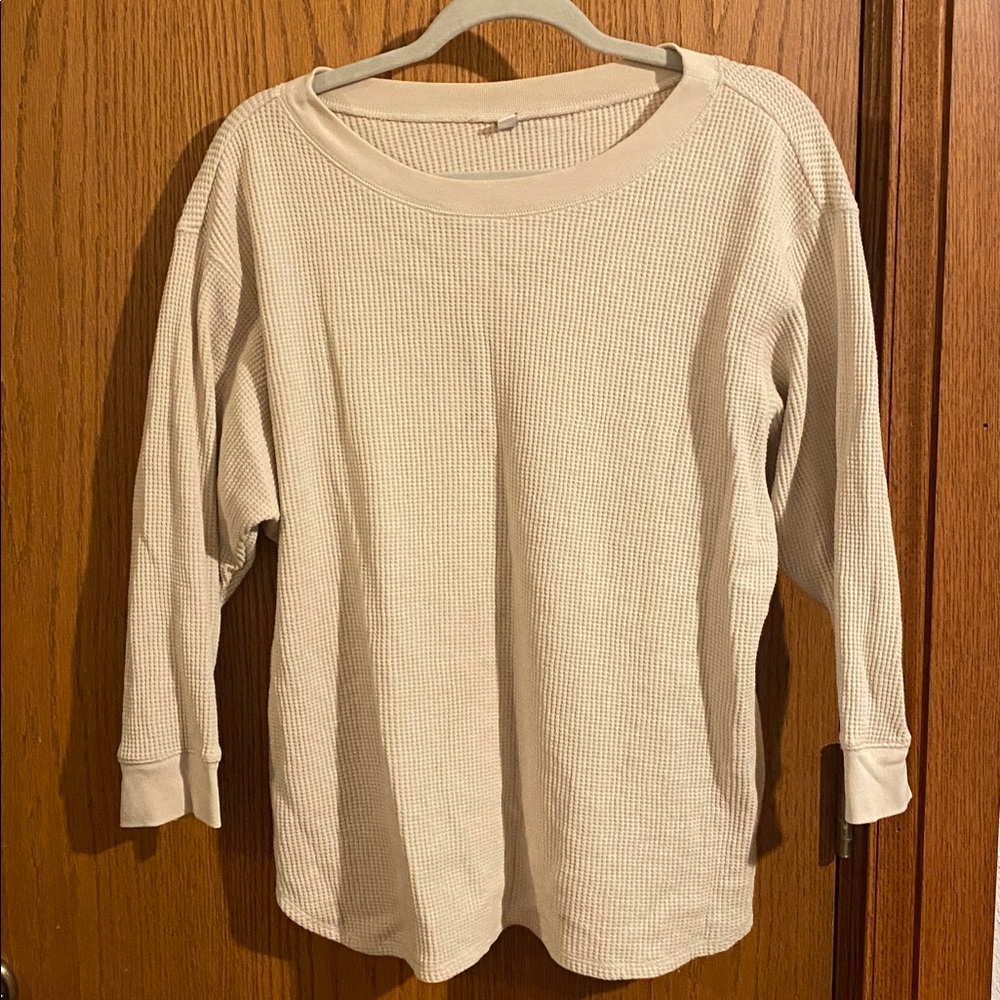 Uniqlo Beige Waffle Knit Top